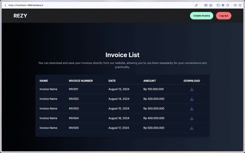 Rezy Invoice Generator